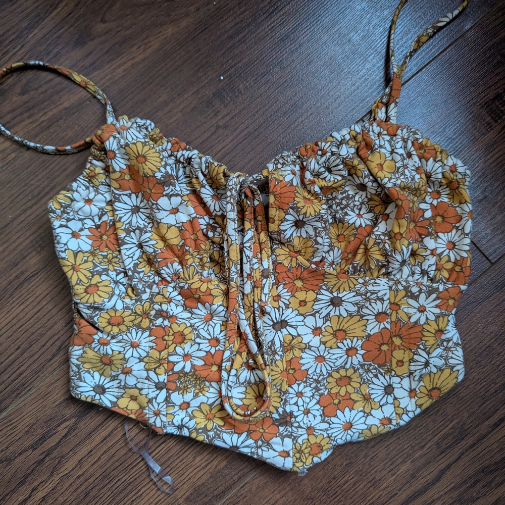 Floral Orange and White Women's Top